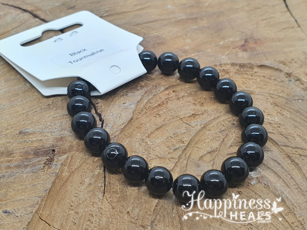 Black Tourmaline Bracelet – 8mm Beads for Protection & Grounding