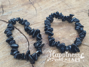 🖤 Black Tourmaline Chip Bracelet – Ultimate Protection & Grounding 🖤
