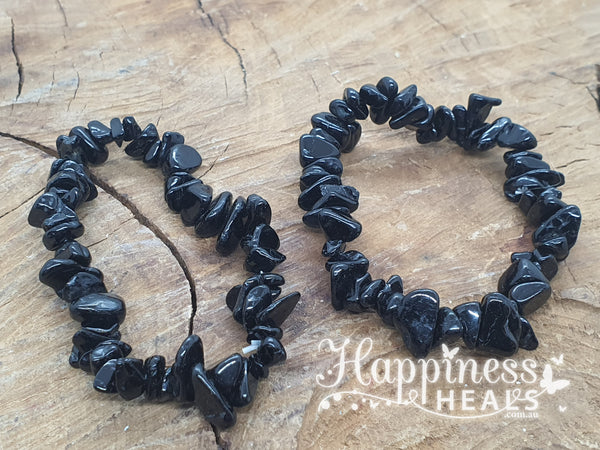 🖤 Black Tourmaline Chip Bracelet – Ultimate Protection & Grounding 🖤