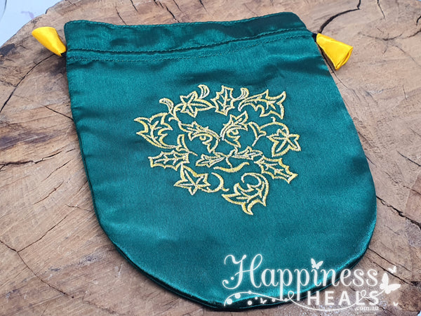 Satin Bag - Green Man - Runes, Jewellery Bag