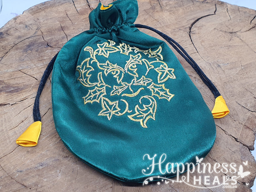 Satin Bag - Green Man - Runes, Jewellery Bag