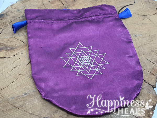 Satin Bag - Shri Yantra - Runes, Jewellery Bag, Cards