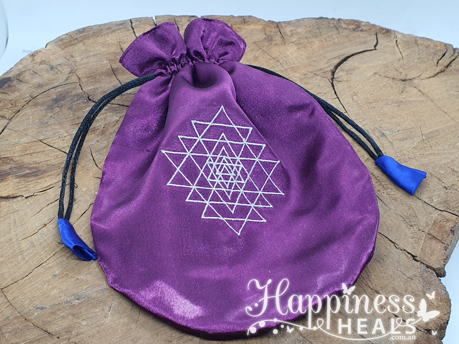 Satin Bag - Shri Yantra - Runes, Jewellery Bag, Cards