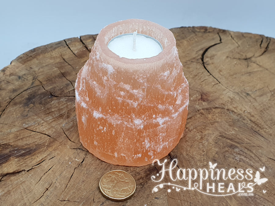 Peach Selenite Tea Light Candle Holder