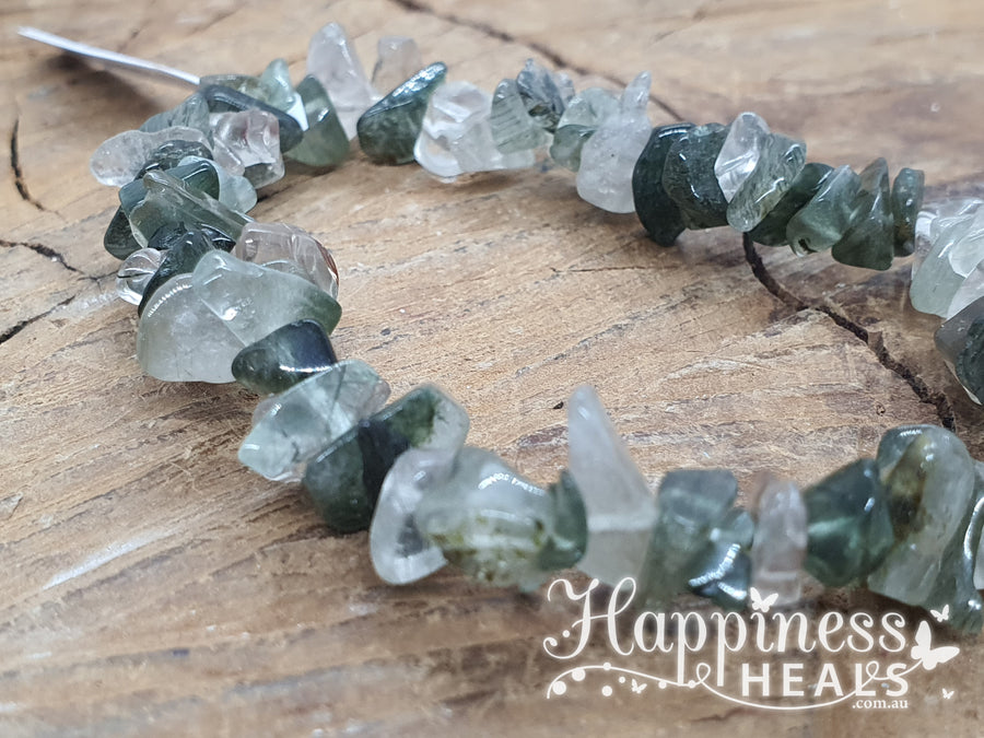 Green Rutilated Quartz Chip Bracelet