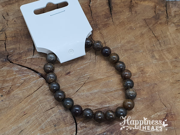 Bronzite Bracelet – 8mm Ball Beads for Protection & Grounding