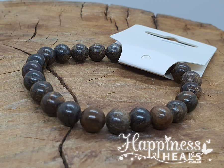 Bronzite Bracelet – 8mm Ball Beads for Protection & Grounding