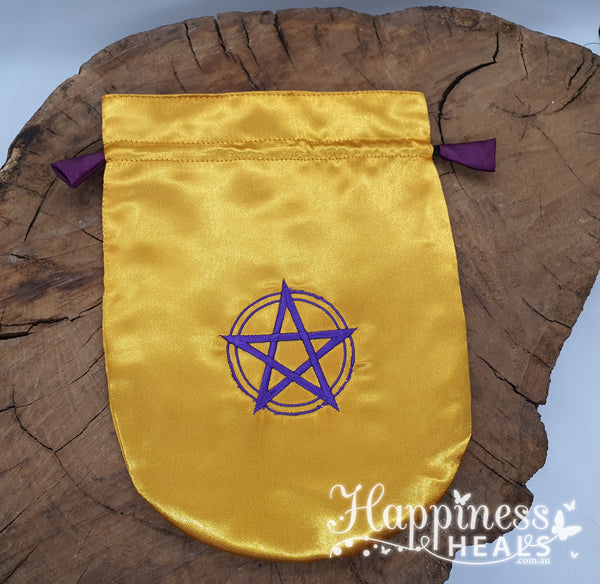 Satin Bag - Pentagram - Runes, Jewellery Bag, Cards