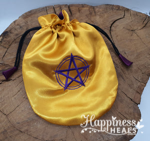Satin Bag - Pentagram - Runes, Jewellery Bag, Cards