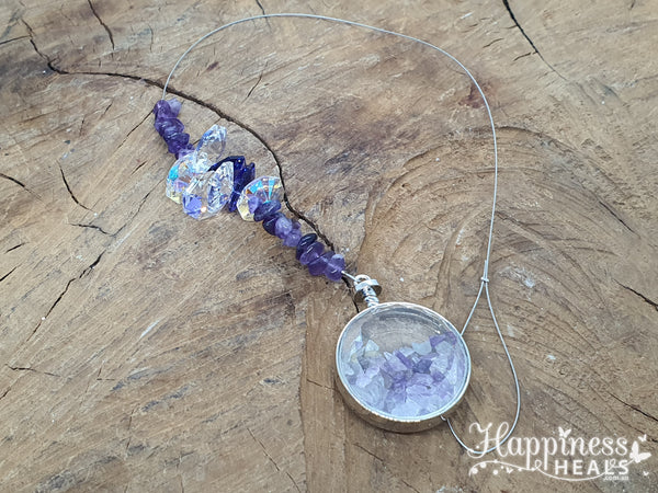 Receptor de sol de cristal con chip de amatista