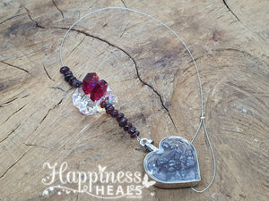 Garnet Heart Chip Crystal Sun Catcher