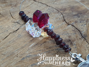Garnet Heart Chip Crystal Sun Catcher