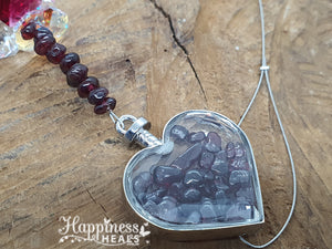 Garnet Heart Chip Crystal Sun Catcher