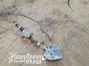 Rainbow Tourmaline Heart Chip Crystal Sun Catcher