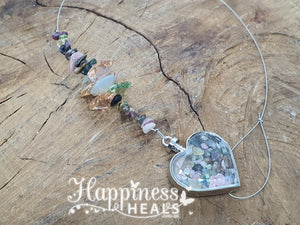 Rainbow Tourmaline Heart Chip Crystal Sun Catcher