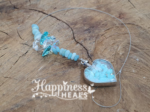 Amazonite Heart Chip Crystal Sun Catcher