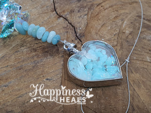 Amazonite Heart Chip Crystal Sun Catcher
