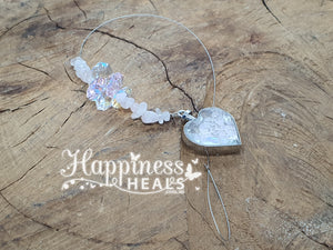 Rose Quartz Heart Chip Crystal Sun Catcher