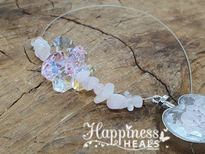 Rose Quartz Heart Chip Crystal Sun Catcher