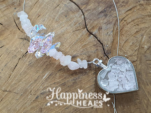 Rose Quartz Heart Chip Crystal Sun Catcher