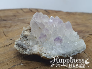 Clear Quartz Cluster with Amethyst Tip