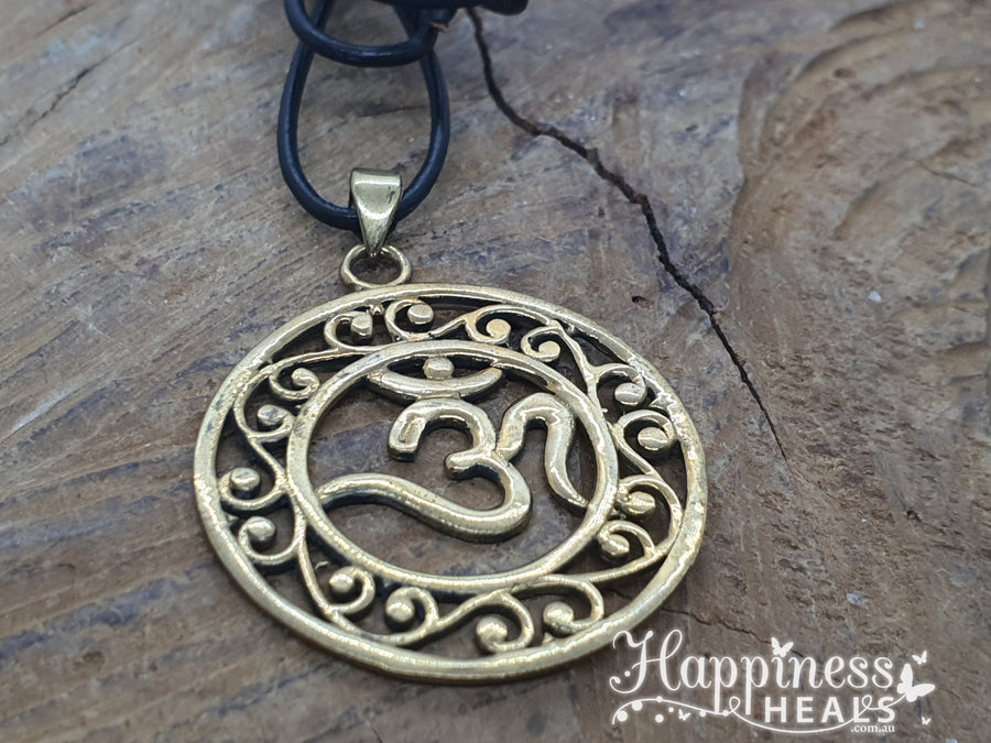 Brass Om Laser Cut Pendant