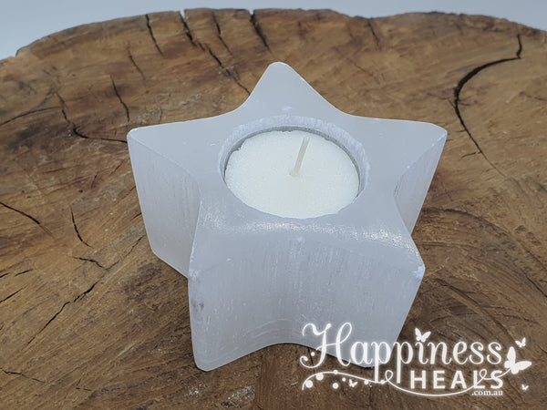 Selenite Star Tea Light Candle Holder