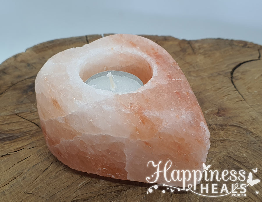 Himalayan Heart Salt Tea Light Candle Holder - Medium