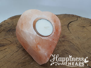 Himalayan Heart Salt Tea Light Candle Holder - Medium