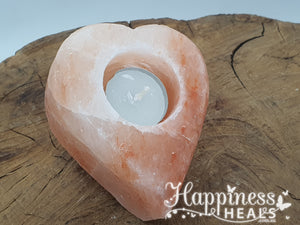 Himalayan Heart Salt Tea Light Candle Holder - Medium