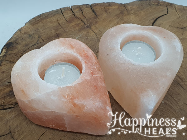 Himalayan Heart Salt Tea Light Candle Holder - Medium