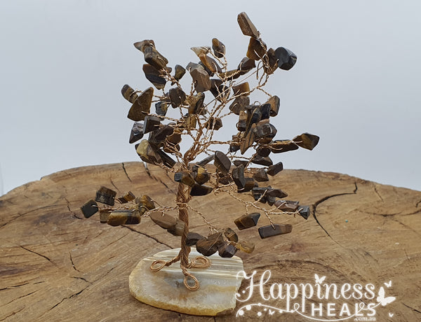 Tiger Eye Tree with Agate Base