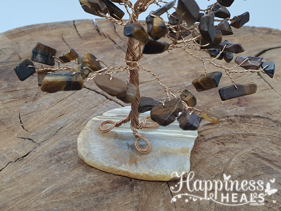 Tiger Eye Tree with Agate Base