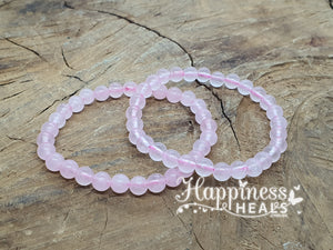 Rose Quartz Bracelet - 7mm Ball - Small Wrist Size