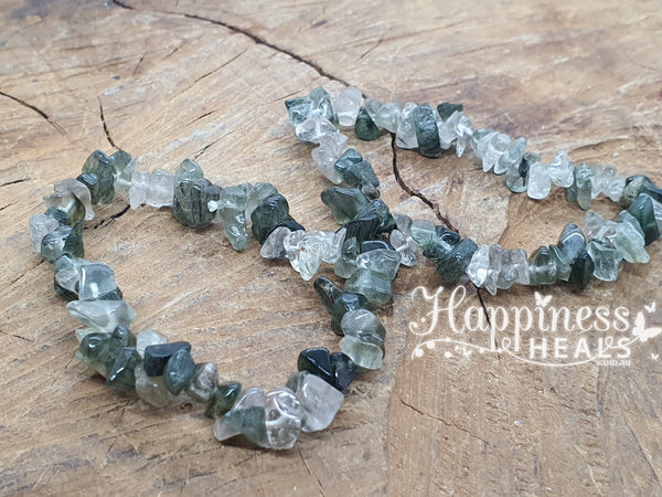 Green Rutilated Quartz Chip Bracelet