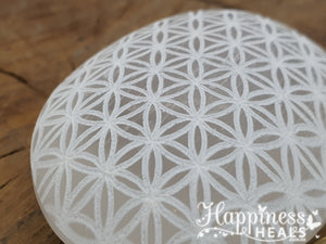 Selenite Palm Stone - Flower Of Life