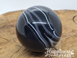 Black Agate with Quartz Sphere