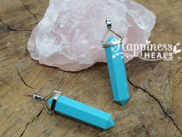 Blue Howlite Double Point Pendant