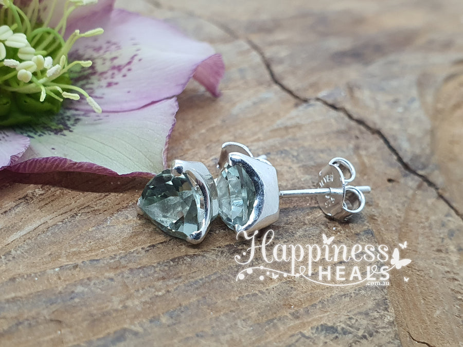 Green Amethyst Stud Earrings