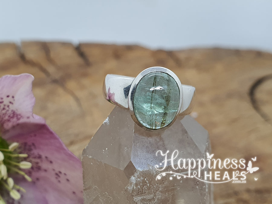 Emerald Rutile Ring - Size 7