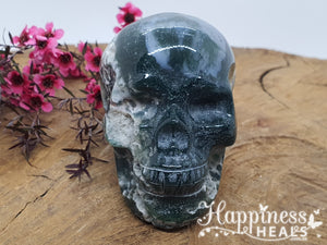 Moss Agate Skull