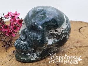 Moss Agate Skull