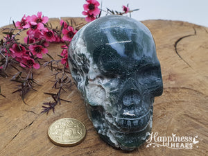 Moss Agate Skull