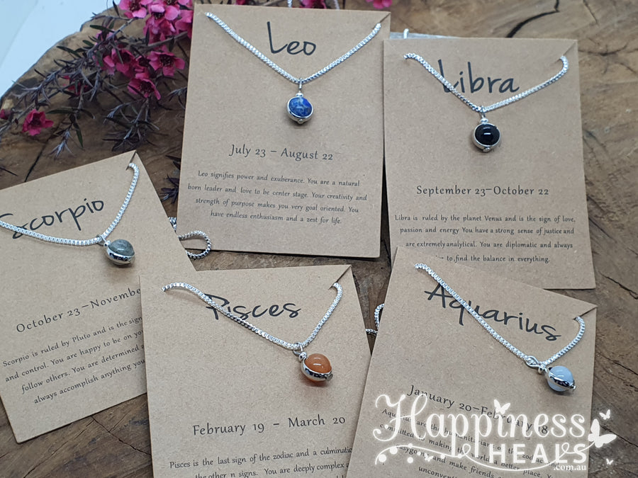 Zodiac Necklace with Crystal Pendant