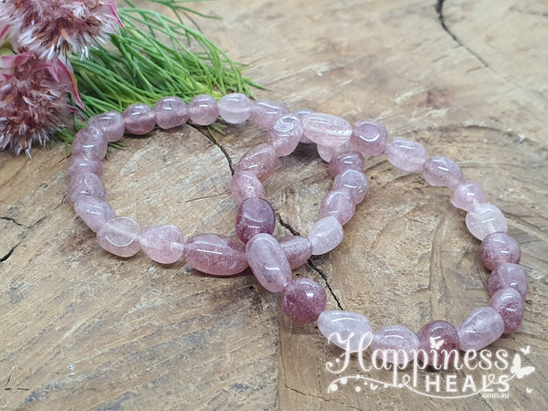 Strawberry Quartz Nugget Bracelet – The Stone of Love & Joy