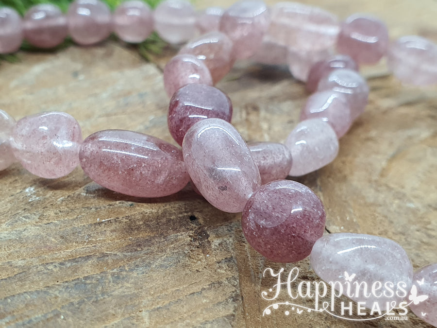 Strawberry Quartz Nugget Bracelet – The Stone of Love & Joy