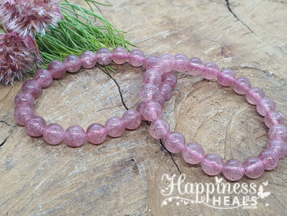 Strawberry Quartz Bracelet – 8mm Ball Beads