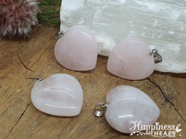 Rose Quartz Heart Pendant - 2.5cm