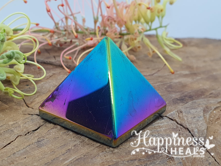 Rainbow Aura Agate Pyramid