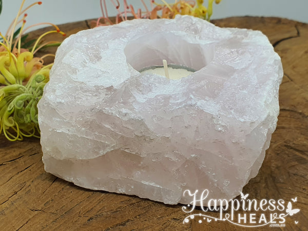 Portavelas de luz de té de cuarzo rosa 